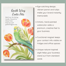 Parakeet with Tulips Exotic Pets