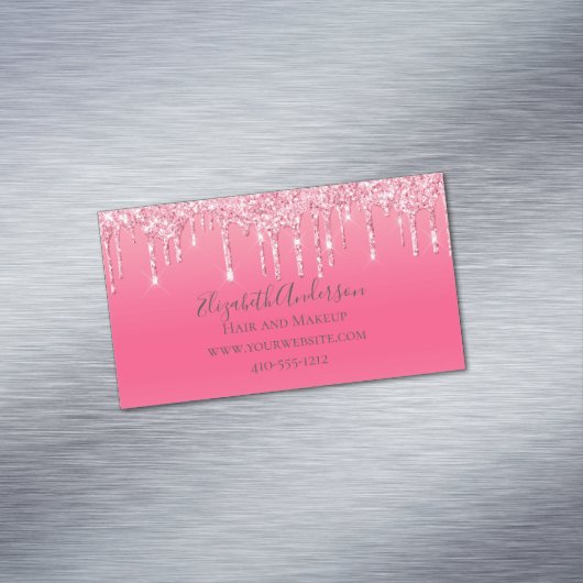 Carte De Visite Magnétique Parties scintillant à séchage rose Fille tendance (In Situ)