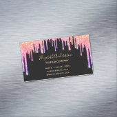 Carte De Visite Magnétique Parties scintillant arc-en-ciel noir goutte cheveu (In Situ)