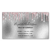 Carte De Visite Magnétique Parties scintillant argent rose métallique élégant (devant)