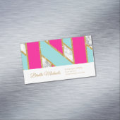 Carte De Visite Magnétique Parties scintillant dorée rose Bleu rayures et mar (In Situ)