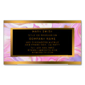 Carte De Visite Magnétique Parties scintillant en marbre rose violet or (devant)