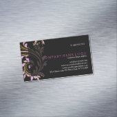 Carte De Visite Magnétique Parties scintillant Florale Noire, Rose Et Or (In Situ)