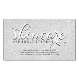 Carte De Visite Magnétique Parties scintillant Gris Et Blanc Faux