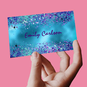 Carte De Visite Magnétique Parties scintillant irisée rose chic