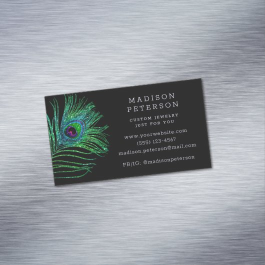 Carte De Visite Magnétique Parties scintillant moderne Feather Bijoux Stylist (In Situ)