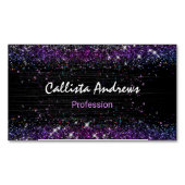 Carte De Visite Magnétique Parties scintillant noire mignonne violet (devant)