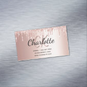Carte De Visite Magnétique parties scintillant or rose élégant monogramme (In Situ)