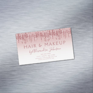 Carte De Visite Magnétique Parties scintillant or rose et beauté de maquillag