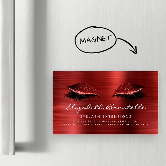 Carte De Visite Magnétique Parties scintillant Yeux Brossé Métal Lash Extensi