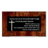 Carte De Visite Magnétique Pasteur de l'église RUSTIC Leather Christian (devant)