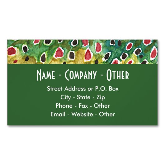 Carte De Visite Magnétique Pêcheur Brown de truites (devant)