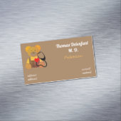 Carte De Visite Magnétique Pédiatre - teddy orange - stéthoscope (In Situ)