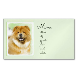 Carte De Visite Magnétique Peinture Chow Chow - Joli art original chien