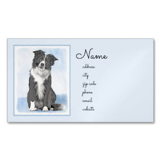 Carte De Visite Magnétique Peinture Collie Bordure - Joli art original chien