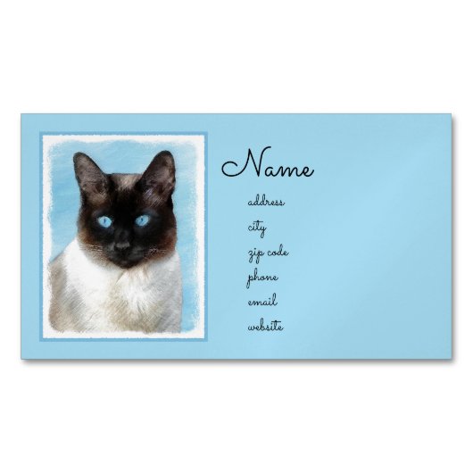 Carte De Visite Magnétique Peinture de chats de Siamese - Cute Original Cat A (devant)
