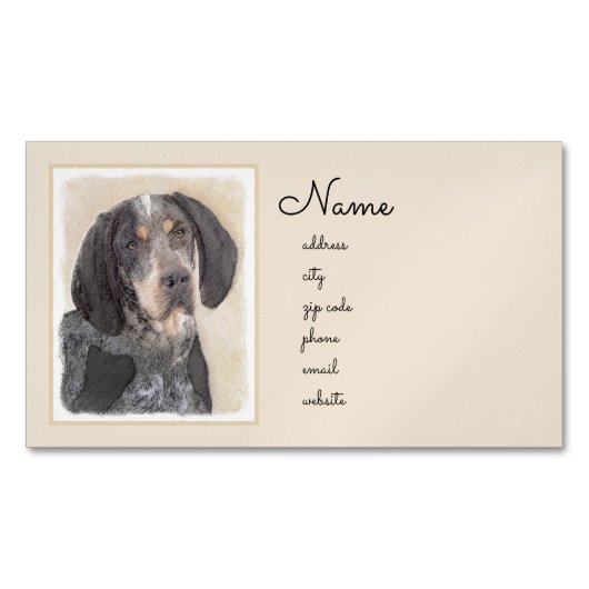 Carte De Visite Magnétique Peinture de linge bluetick - mignon chien original (devant)