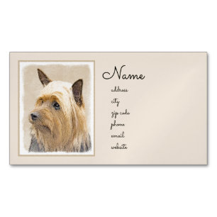 Carte De Visite Magnétique Peinture de Terrier Australien - Art Original de C