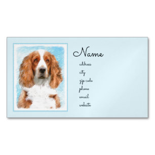 Carte De Visite Magnétique Peinture d'espagnol Welsh Springer - Art original