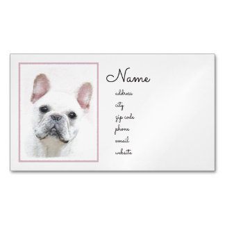 Carte De Visite Magnétique Peinture française de Bulldog (Crème/Blanc) - Art 