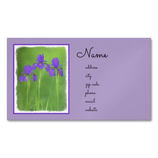 Carte De Visite Magnétique Peinture Iris Violet - Art Fleur Originale (devant)