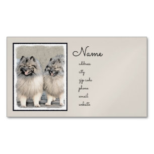 Carte De Visite Magnétique Peinture Keeshond Brothers - Art Chien original