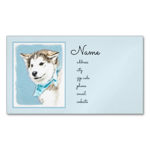 Carte De Visite Magnétique Peinture Sibérienne Husky Puppy - Art Chien origin
