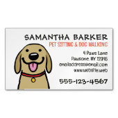 Carte De Visite Magnétique Petit chien animal de compagnie assis soin animal  (devant)