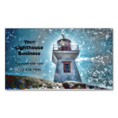 Carte De Visite Magnétique Phare Océan Bleu Nautique Rustique Côté (devant)