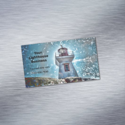 Carte De Visite Magnétique Phare Océan Bleu Nautique Rustique Côté (In Situ)