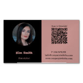 Carte De Visite Magnétique Photo profil rose et noir Code QR (devant)