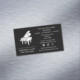 Carte De Visite Magnétique Pianiste sur les Réseaux Sociaux Professeur de Pia