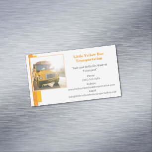 Carte De Visite Magnétique Pilote de bus Orange White Yellow School