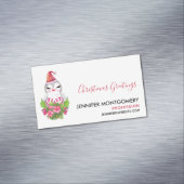 Carte De Visite Magnétique Pingouin de Noël mignon à Santa Hat (In Situ)