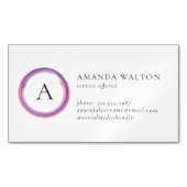 Carte De Visite Magnétique Pink and Purple Monogram Modern (devant)