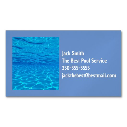 Carte De Visite Magnétique Piscine bleu couleur flottante (devant)