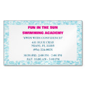 Carte De Visite Magnétique Piscine Bleue Leçons De Baignade (devant)
