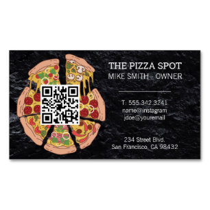 Carte De Visite Magnétique Pizza Pie Slices Code QR