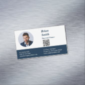 Carte De Visite Magnétique Planificateur financier professionnel QR Code bleu (In Situ)