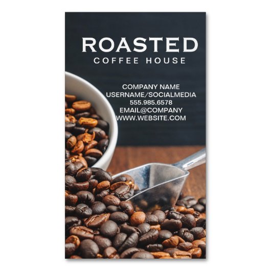 Carte De Visite Magnétique Plat de haricots de café (devant Vertical)