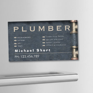 Carte De Visite Magnétique Plumber Magnetic Business Card with Pipe DetaiI