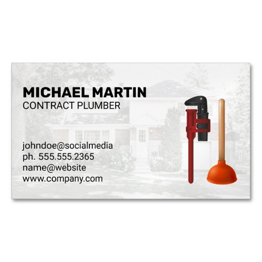 Carte De Visite Magnétique Plumbing Tools | Residential | Blue Collar Work (devant)