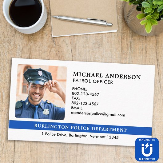 Carte De Visite Magnétique Police Officier Service D'Application De La Loi Pe