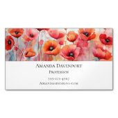 Carte De Visite Magnétique Poppies d'aquarelle rouge dans un champ (devant)