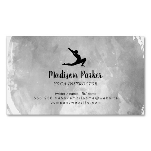 Carte De Visite Magnétique Pose de yoga | Aquarelle broyée (devant)