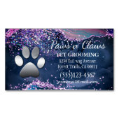 Carte De Visite Magnétique Pot de chien de luxe Grooming Paw Agate (devant)