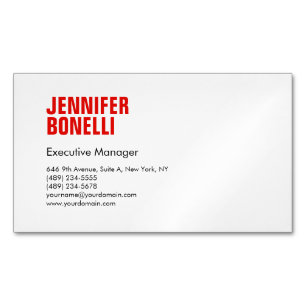 Carte De Visite Magnétique Professionnel minimaliste moderne en blanc