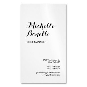 Carte De Visite Magnétique Professionnel minimaliste noir blanc moderne