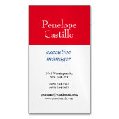 Carte De Visite Magnétique Professionnel Moderne Simple Bleu Rouge Blanc (devant Vertical)