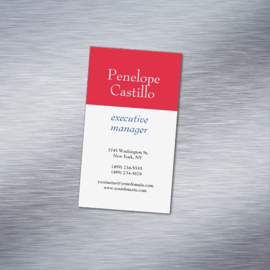 Carte De Visite Magnétique Professionnel Moderne Simple Bleu Rouge Blanc (In Situ)